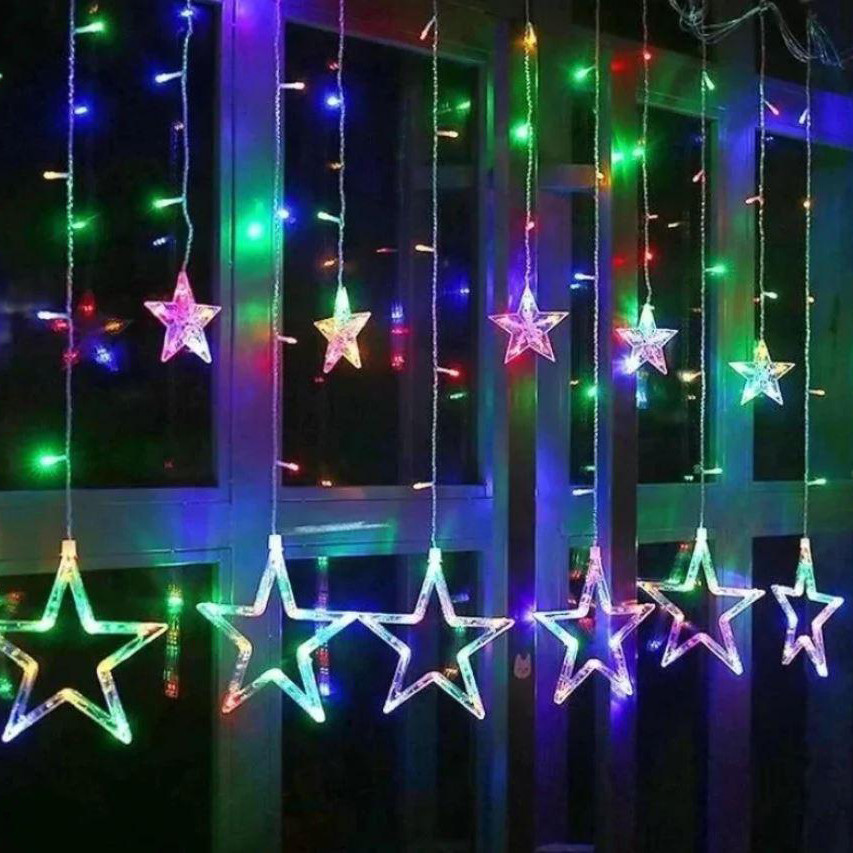 Фото Гирлянда Xmas STAR CURTAIN 12M MULTI Звезды Мультицветные