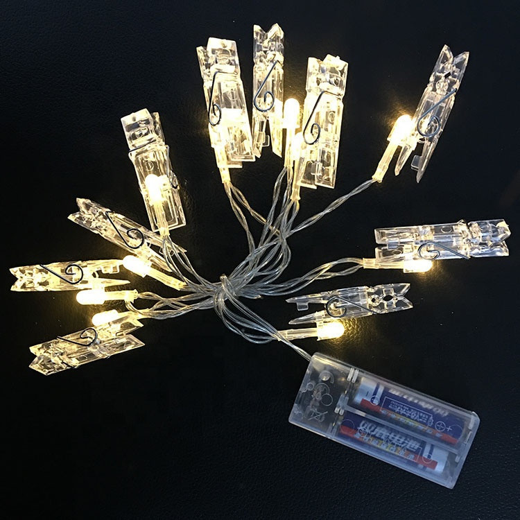 Фото Светодиодная гирлянда с прищепками для фото длина 4м 20 led Warm White на батарейках