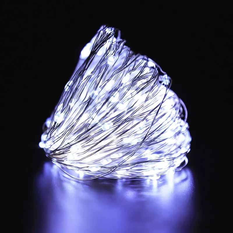 Фото Гирлянда Нить Роса 5 м 50 led белая White на батарейках