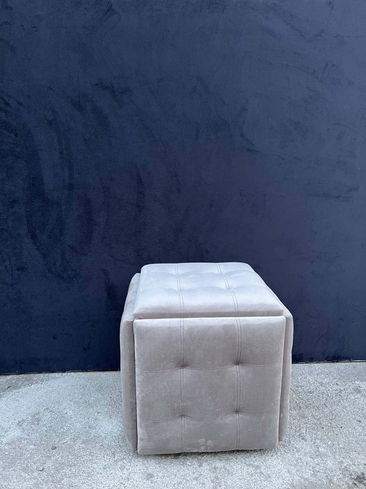 Фото Пуф 5 в 1 трансформер прошитий, розкладний табурет велюр сірого кольору 