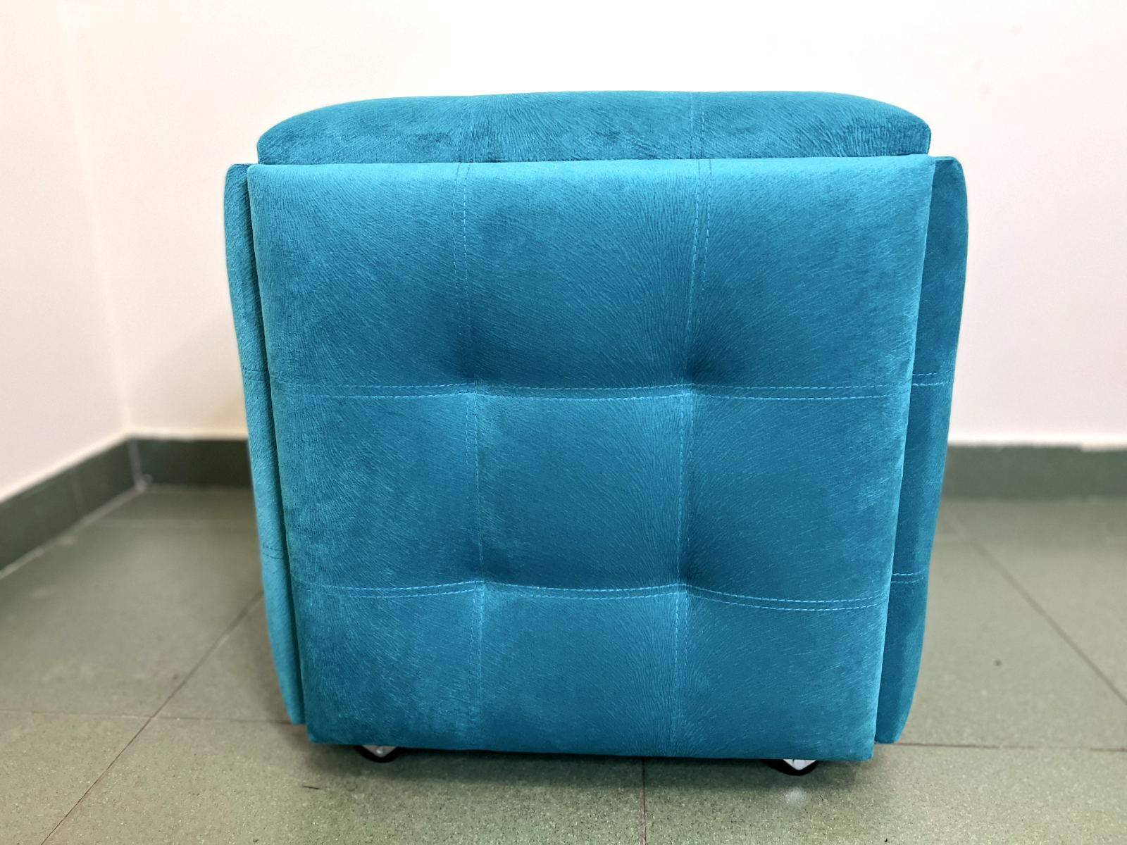 Фото Пуф 5 в 1 трансформер прошитий, розкладний табурет велюр бірюзового кольору 