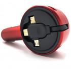 Автомобильный адаптер с двумя USB портами 3 в 1 Lightning + Micro USB + Type-C CC2