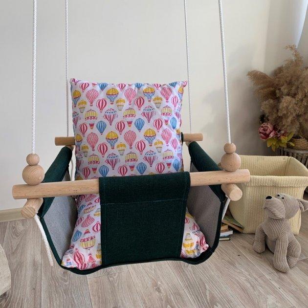 Детская качеля Infancy Воздушные шары Зеленая основа  от 7 месяцев до 5 лет