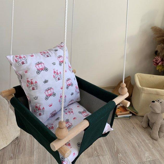 Детская качеля Infancy Кареты Зеленая основа  от 7 месяцев до 5 лет