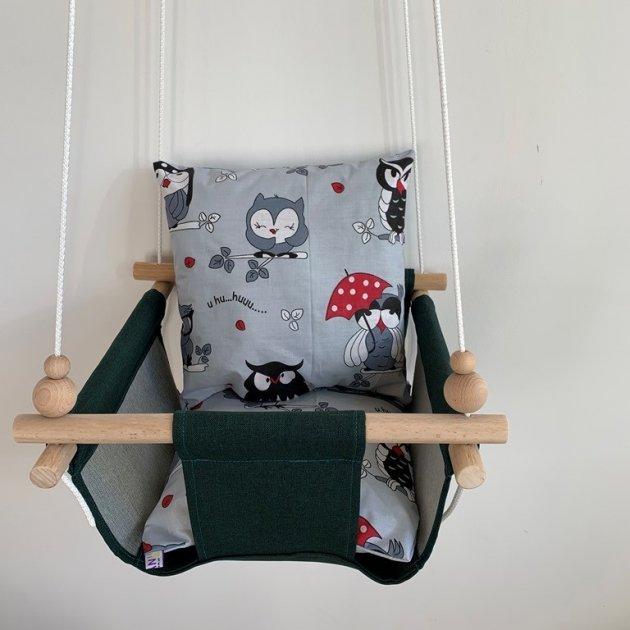 Фото 5 Детская качеля Infancy Совушки Зеленая основа  от 7 месяцев до 5 лет