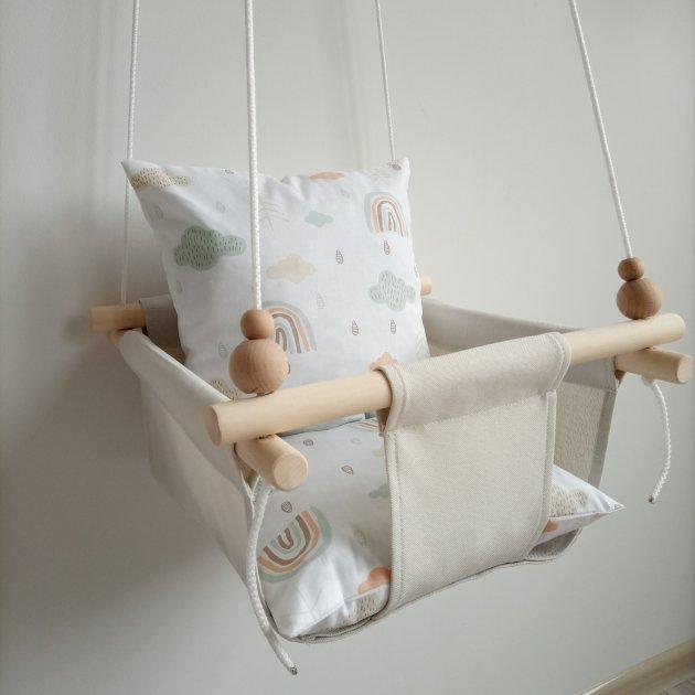 Фото 3 Детская качеля Infancy «Радужки» молочная основа  от  7 месяцев до 5 лет