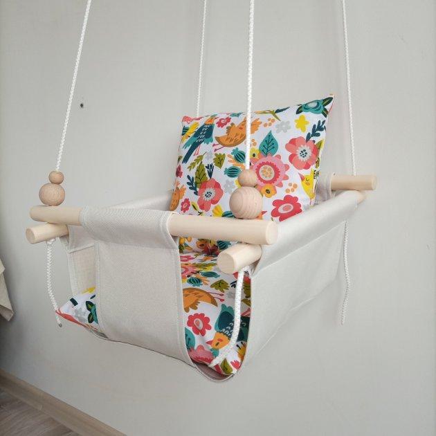 Детская качеля Infancy «Роспись» молочная основа  от  7 месяцев до 5 лет