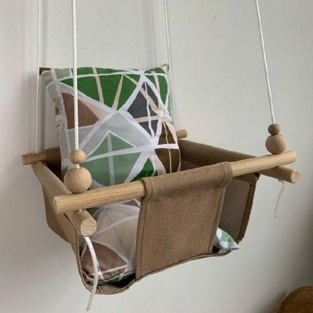 Фото 2 Детская качеля Infancy Зеленая абстракция Карамельная основа