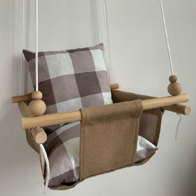 Детская качеля Infancy Клетка беж Карамельная основа