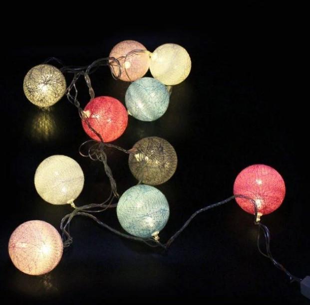 Фото 2 Гирлянда Тайские шарики Xmas Balls 7279 2 м 10 LED-ламп, коннектор, разноцветная