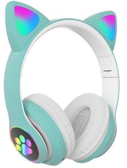 Наушники беспроводные Bluetooth Cat Ear VZV-23M с подсветкой, мятные