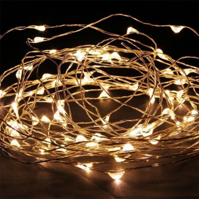 Фото 2 Гирлянда Xmas 200 Led медная проволока (Капля росы) 20M Теплый белый от 220V режимы 7246