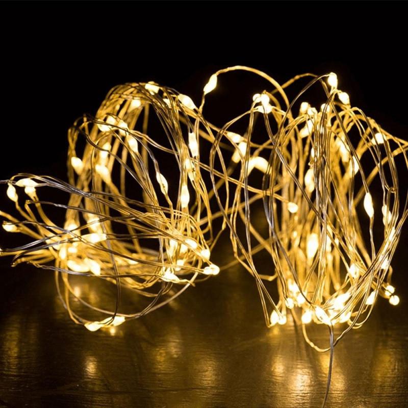 Фото 4 Гирлянда Xmas 200 Led медная проволока (Капля росы) 20M Теплый белый от 220V режимы 7246