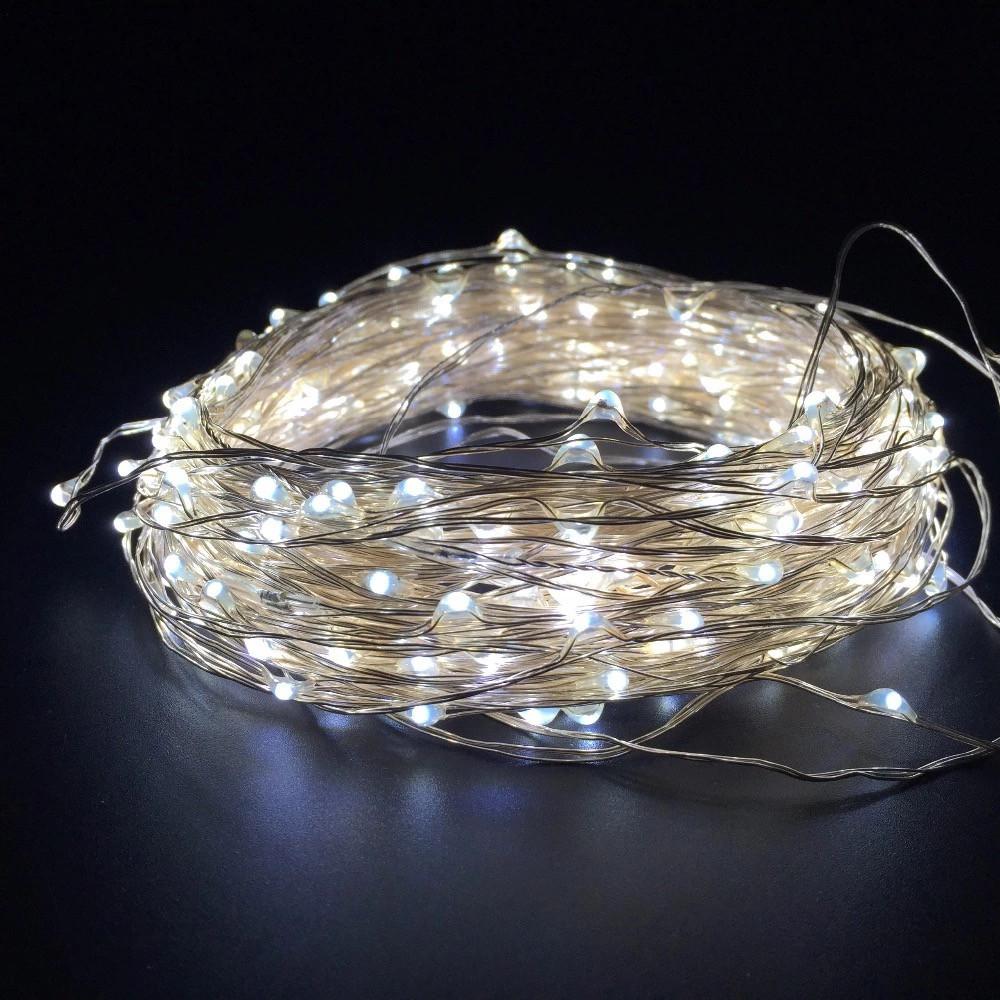 Гирлянда Нить Роса 5 м 50 led белая White на батарейках