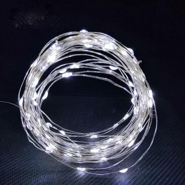 Фото 4 Гирлянда Нить Роса 5 м 50 led белая White на батарейках