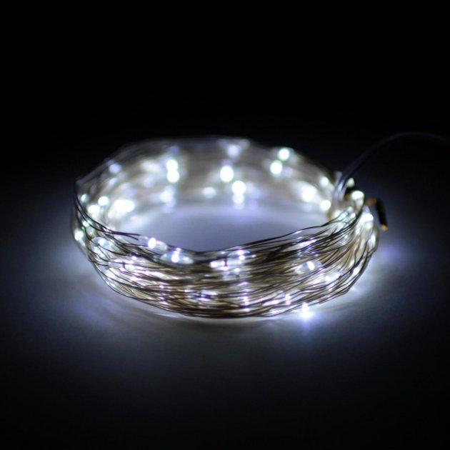 Фото 5 Гирлянда Нить Роса 5 м 50 led белая White на батарейках