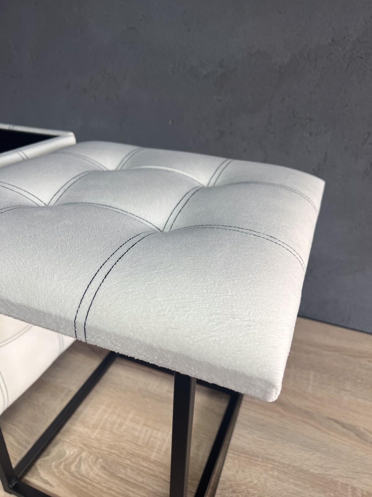 Фото 2 Пуф 5 в 1 трансформер прошитий, розкладний табурет велюр білого кольору 