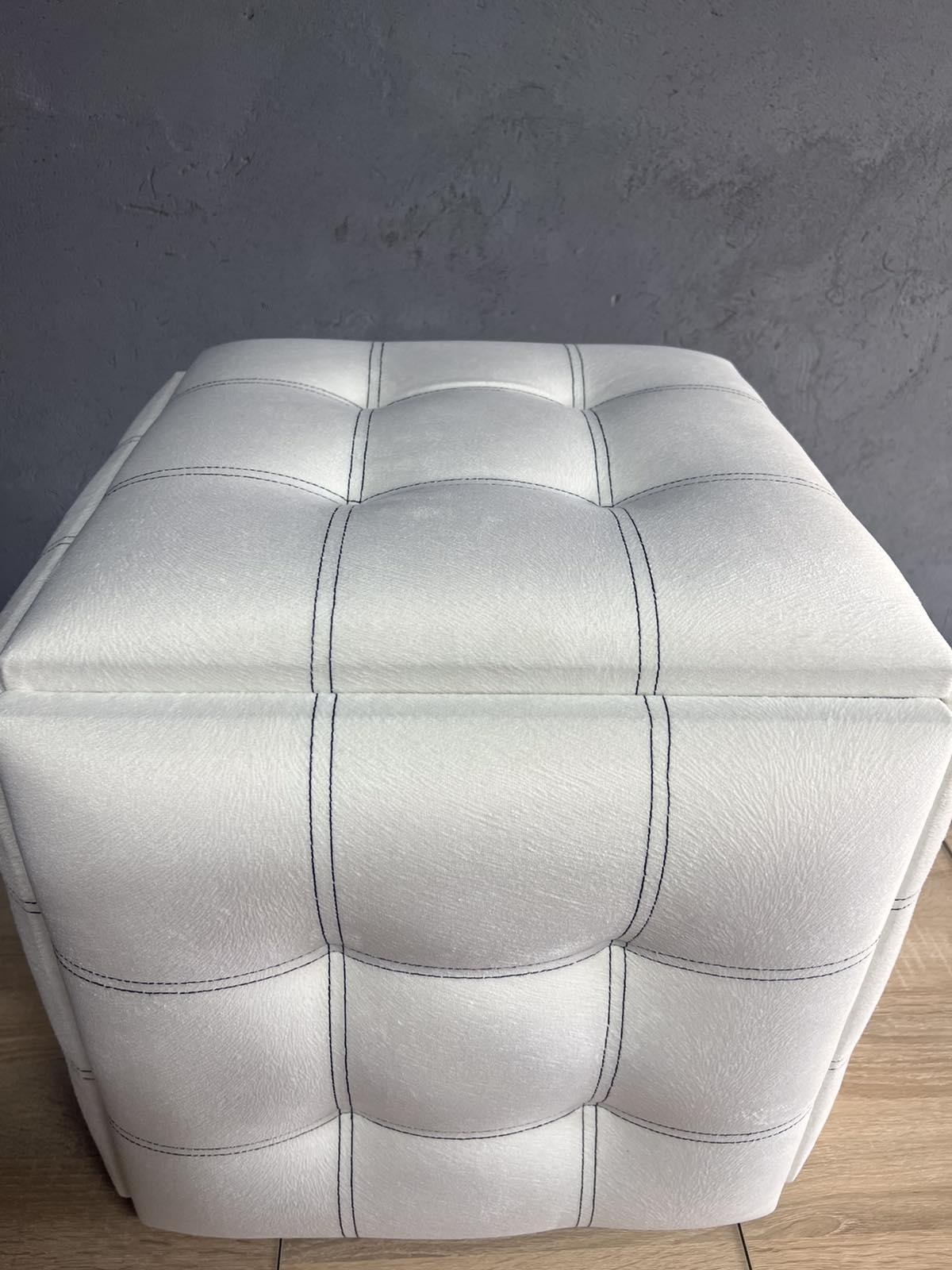 Фото 3 Пуф 5 в 1 трансформер прошитий, розкладний табурет велюр білого кольору 