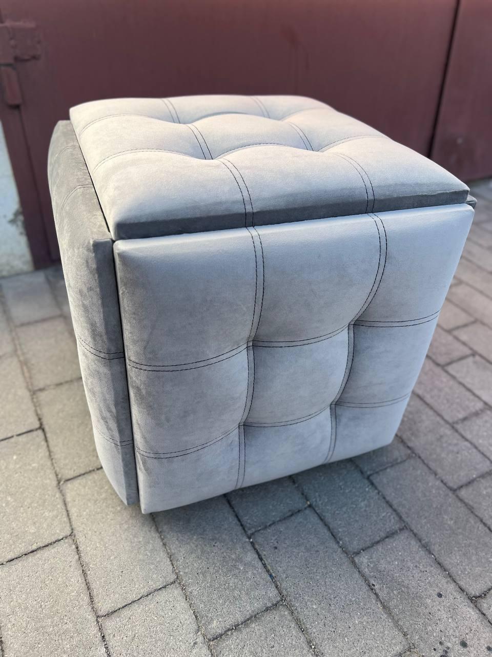 Фото 3 Пуф 5 в 1 трансформер прошитий, розкладний табурет велюр сірого кольору 