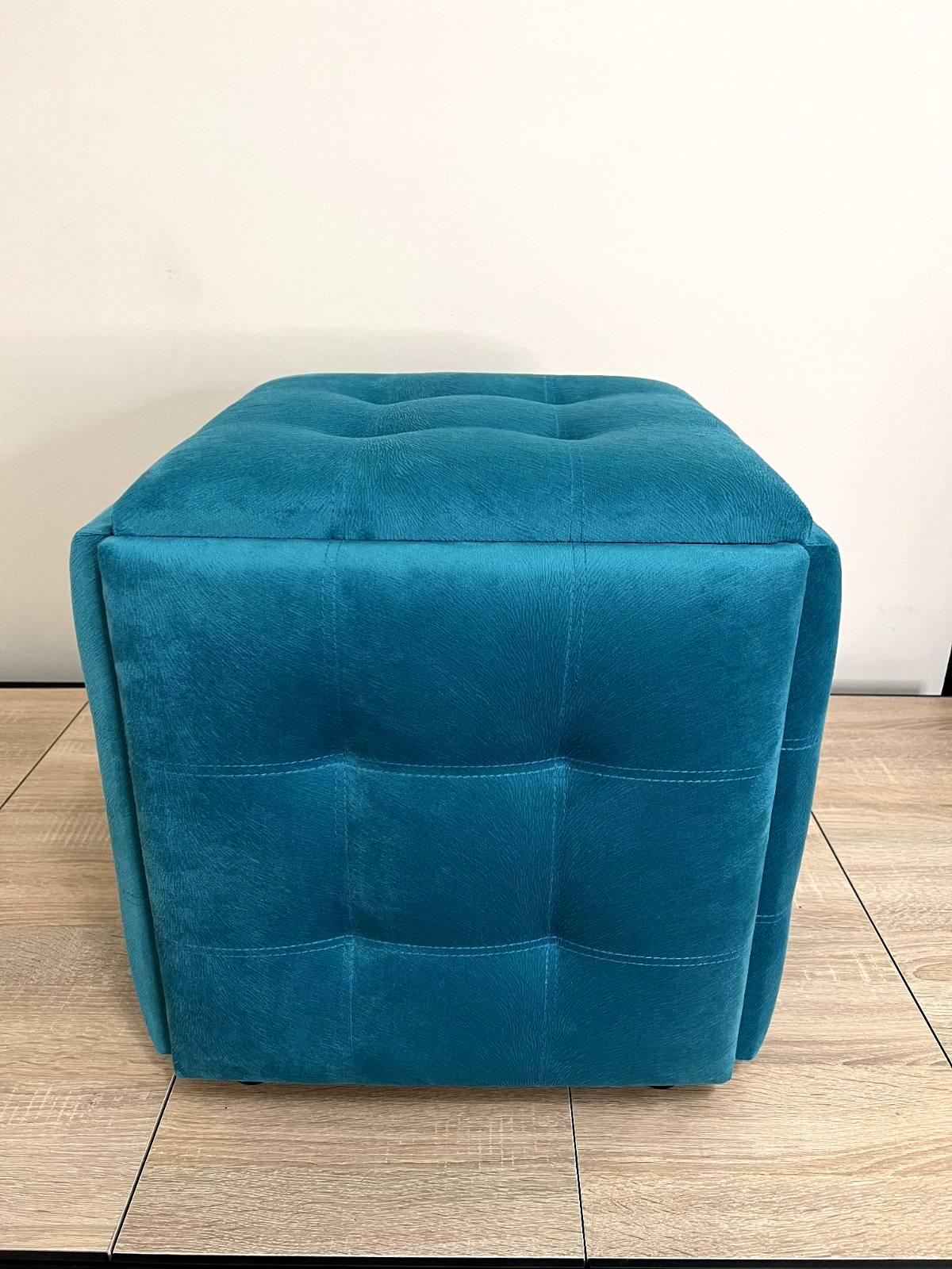 Фото 1 Пуф 5 в 1 трансформер прошитий, розкладний табурет велюр бірюзового кольору 