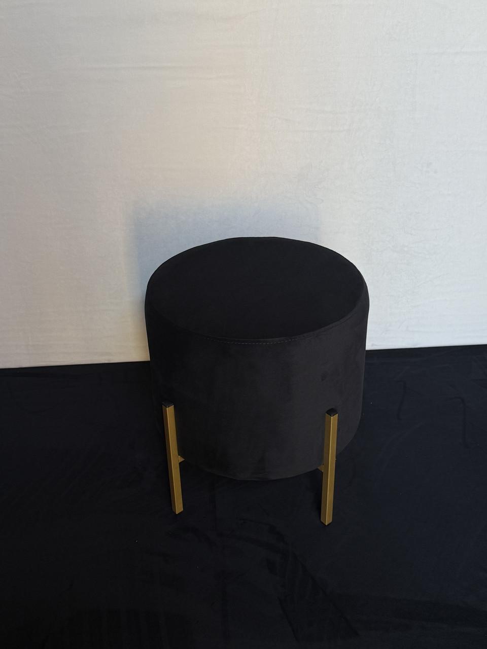 Фото 3 Пуф круглый 38*42 см из велюра антикоготь на металлических ножках черный, круглый мягкий пуфик велюровый лофт