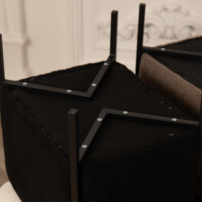 Довгий пуф м’який велюр 63x34x42 см з металевими ніжками бежевий, сидіння для дому і передпокою